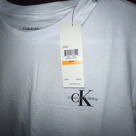 Men’s sz small Calvin Klein shirt navy trim on arms - Picture 2 of 2